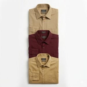 Claiborne Men's Dress Shirt Set in Tan and Burgundy